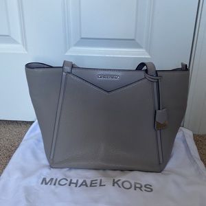 Michael Kors Grey Pebbled Leather Shoulder Bag